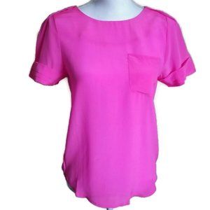 Line & Dot Hot Pink Silk Short Sleeve Top - NWT